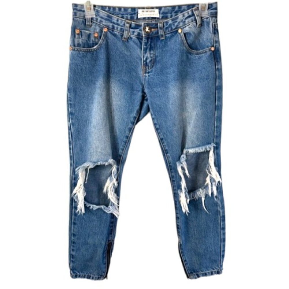 One by One Teaspoon Free Birds Low Waist Skinny Distressed Jeans Size 27